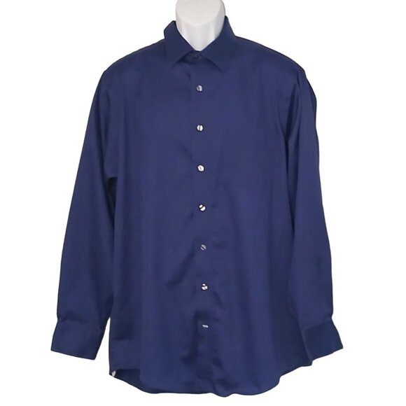 Kenneth Cole Reaction Other - Kenneth Cole Reaction Long Sleeve Button Up Shirt Mens Large Blue 100% Cotton